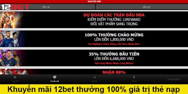 Tìm hiểu tổng quan về chương trình khuyến mãi nạp 12bet